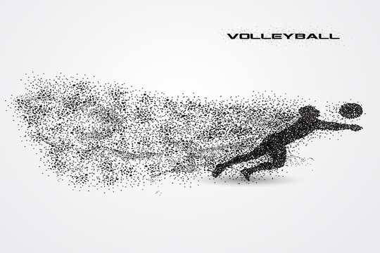 Volleyball player of a silhouette from particle.