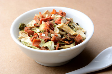 spicy fragrant mixture with mushrooms, vegetables and herbs