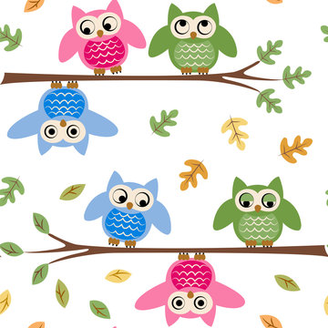 cartoon owl on a branch