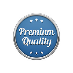 Silver blue premium quality round badge, banner 