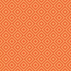 Tapeten Orange Orangefarbene Vektorillustration eines nahtlosen Musters mit Quadraten.