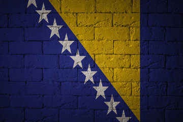 Flag with original proportions. Closeup of grunge flag of Bosnia and_Herzegovina