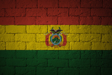 Flag with original proportions. Closeup of grunge flag of Bolivia