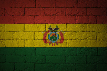 Flag with original proportions. Closeup of grunge flag of Bolivia