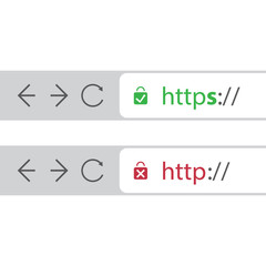 Browser Address Bars Showing Secure and Insecure Web Addresses - Secure Browsing and Connections Trend Concept - obrazy, fototapety, plakaty