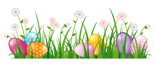 Easter eggs hidden in the meadow