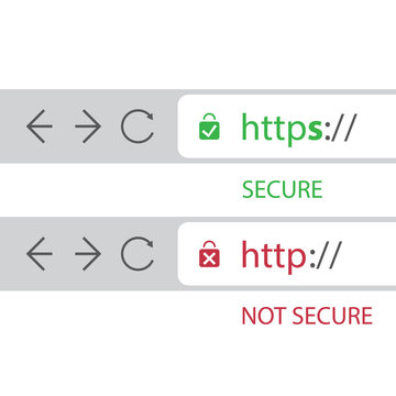 Browser Address Bars Showing Secure and Insecure Web Addresses - Secure Browsing and Connections Trend Concept