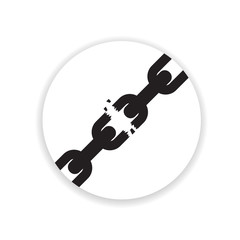 Naklejka premium Broken, torn chain