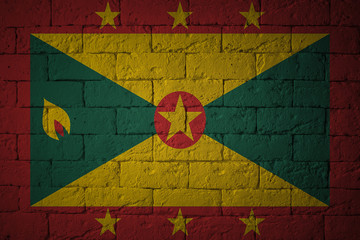 Flag with original proportions. Closeup of grunge flag of Grenada