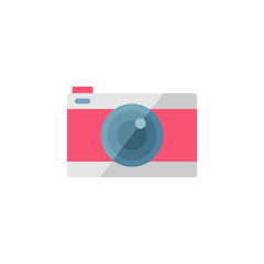 Camera flat icon, travel & tourism, photo and shoot, a colorful solid pattern on a white background, eps 10.