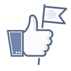 Obraz premium vector thumb up with flag icon on white background. leadership concept.