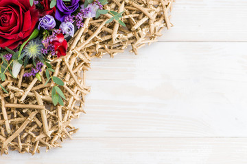 Naklejka premium floral background with fresh flowers and place for text