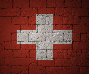 Flag with original proportions. Closeup of grunge flag of Switzerland