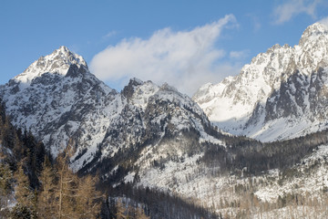 mountain range with snow