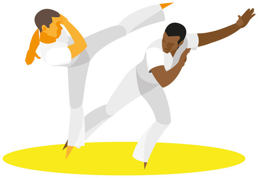 Two fighter Brazilian national martial arts capoeira show method