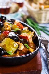 Steamed vegetables with olives
