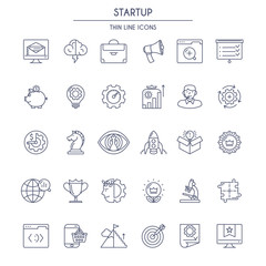 Startup thin line Icons Set