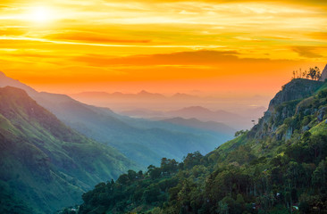 Sunset in the valley near the town of Ella, Sri Lanka