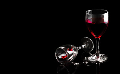 A glass of red wine with glass