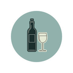 Wine bottle and glass