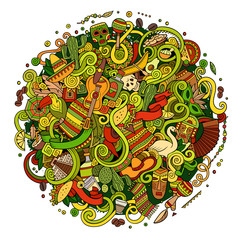 Cartoon hand-drawn doodles Latin American illustration