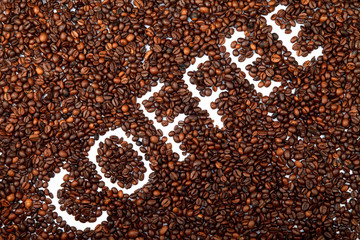 Obraz na płótnie Canvas Beans roasted coffee. Close-up