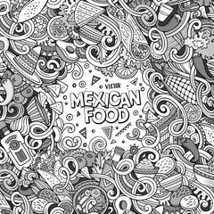 Cartoon mexican food doodles illustration