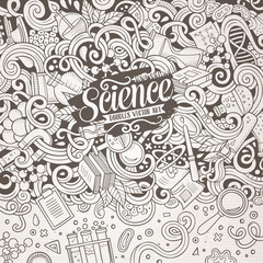 Cartoon cute doodles science frame illustration