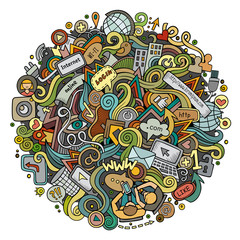 Cartoon cute doodles hand drawn social media illustration.
