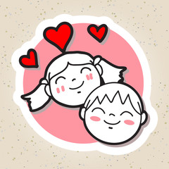 hand drawing abstract people happy kid happiness concept