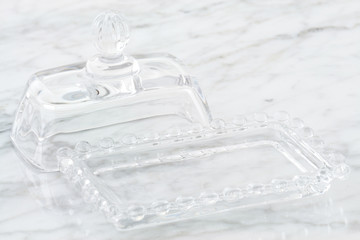 crystal butter dish