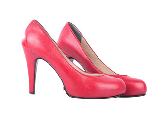 Red high heel women shoe on white