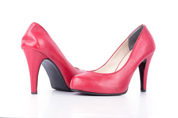 Red high heel women shoe on white