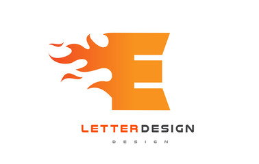 E Letter Flame Logo Design. Fire Logo Lettering Concept.
