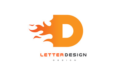 D Letter Flame Logo Design. Fire Logo Lettering Concept.