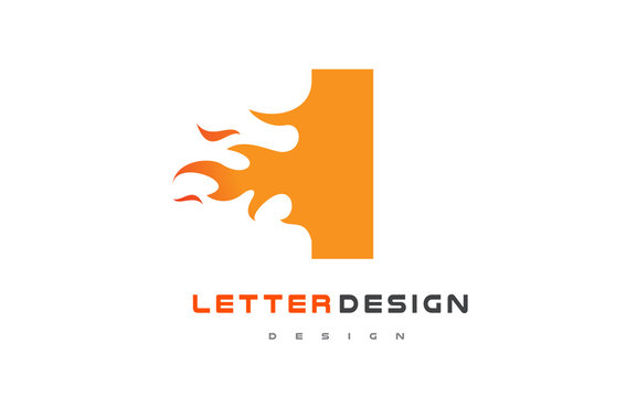I Letter Flame Logo Design. Fire Logo Lettering Concept.