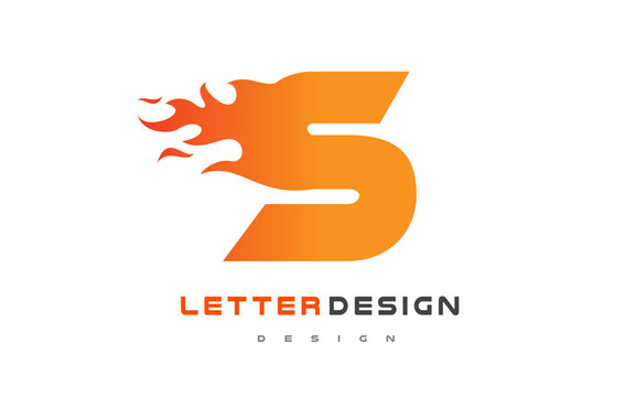 S Letter Flame Logo Design. Fire Logo Lettering Concept.