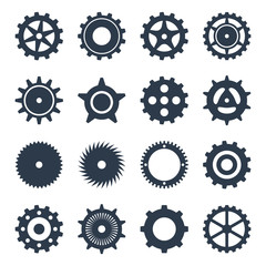 Set icons black mechanical gears