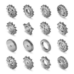 Set of web icons metal mechanical gears