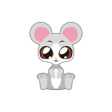 Cute mouse vector illustration art in flat color