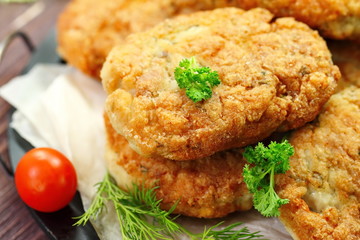 Chicken cutlets with vegetables and herbs