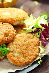 Chicken cutlets with vegetables and herbs
