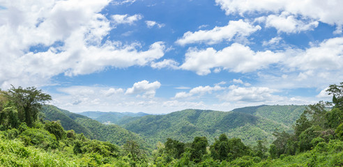 Panoramic mountain landscape with cloud