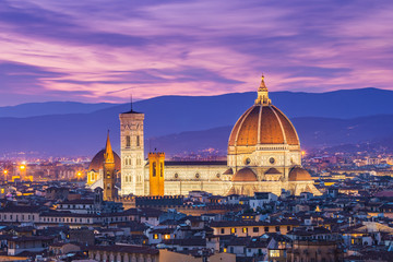 Duomo of Florence in Tuscany Italy at night