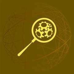 Flat paper cut style icon of magnifier