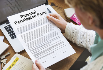 Naklejka premium Parental Permission Form Contract Concept
