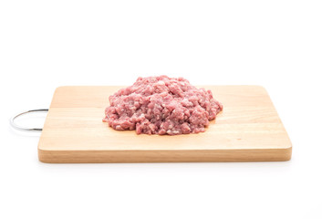 mince pork on wood board