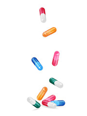 Falling colorful capsule with granules