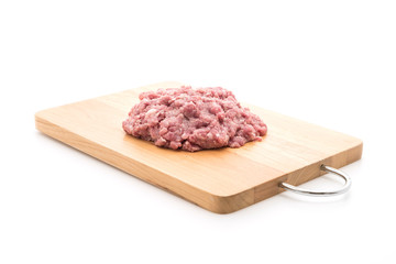 mince pork on wood board