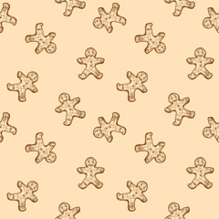 Fototapeta na wymiar seamless pattern with gingerbread man